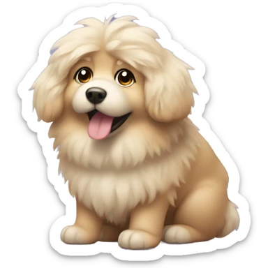 fluffy dog indoors looking cute sticker