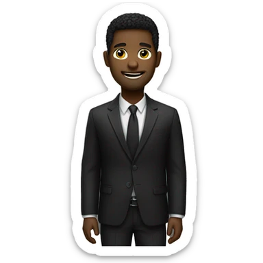 um homem em pe com terno preto sticker