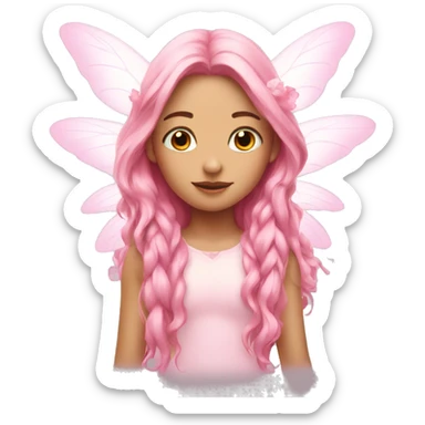Beautiful, flower, fairy, pink, white, long hair, with pink wings sticker