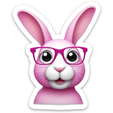 Pink rabbit wearing glasses sticker