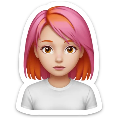Pinkorangewhite girl sticker