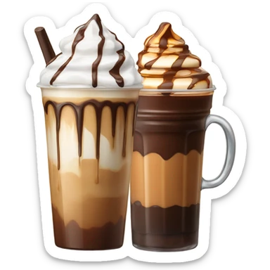 caramel coffee next to a chocolate iced coffee  sticker