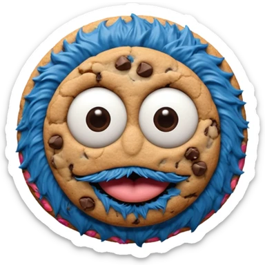 sesame street cookie monster only face and cookie sticker
