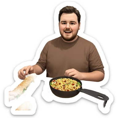 boys enjoying food together sticker