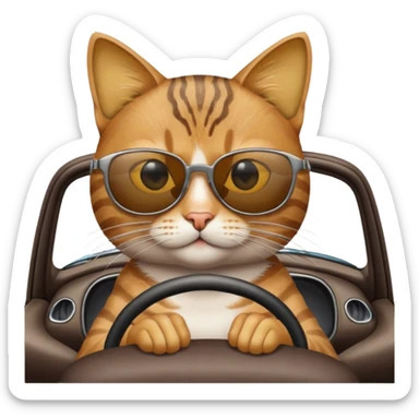A cat driving a car sticker