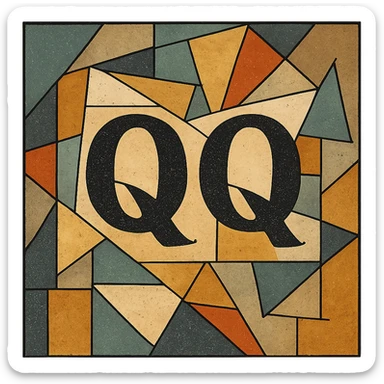 icon with the title 'QQ' in cubist abstraction style, geometric shapes and bold lines sticker