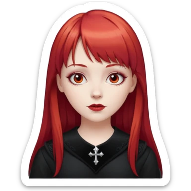 White girl with red hair, bangs and gothic  sticker