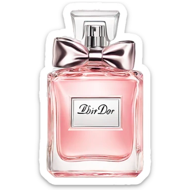 light pink miss dior perfume with bow around the bottle’s neck sticker