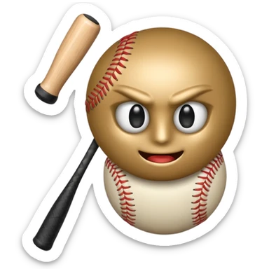 a Bomb emoji holding a baseball bat with money sign eyes sticker