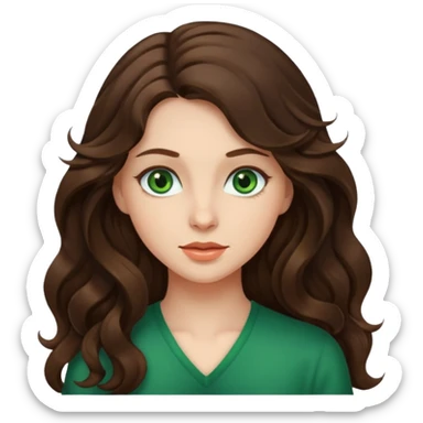 brunette girl with long wavy hair and fair skin  sticker