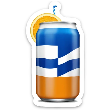 Blue Fanta can with Greek flag on it and a glass next to it sticker