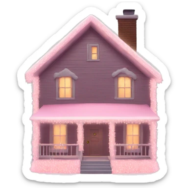 House with light pink Christmas lights  sticker