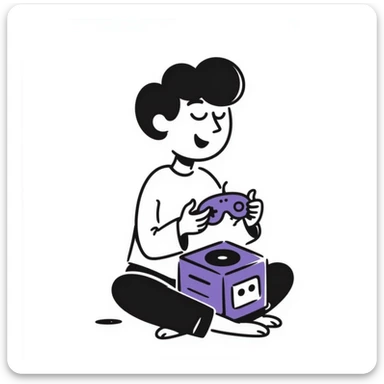 a person play with the gamecube sticker