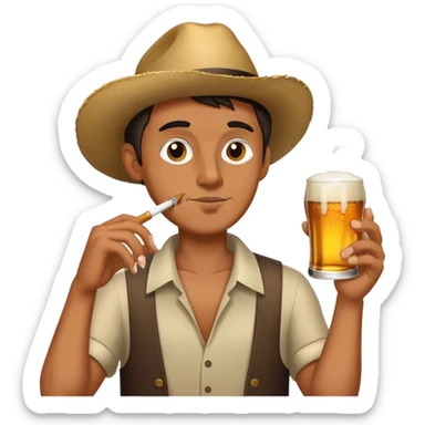 guy drinking beer and smoking a cigerette sticker