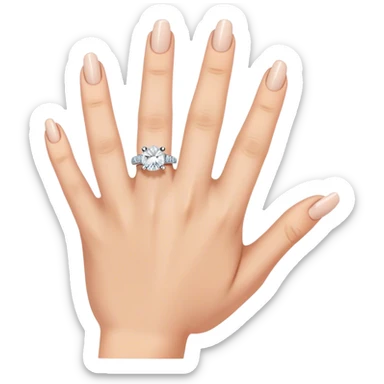 Hand with 5 fingers and engagement ring on ring finger sticker