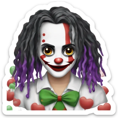 joaquin phoenix as a Joker clown face is a girl with black dreadlocks sticker