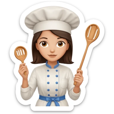 A brunette woman chef making Square wafers  sticker