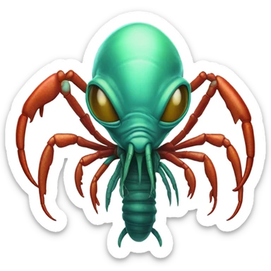 a alien male humman hybrid lobster alien full front view sticker