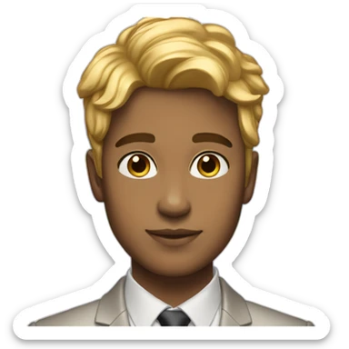 Posh-boy-with-golden-suit-and-blue-eyes-and-rainbow-unicorn-hair sticker