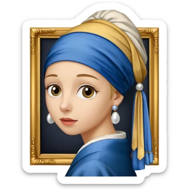 Girl with a Pearl Earring painting with frames sticker