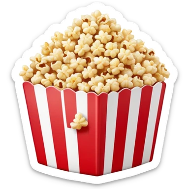 flat design caramel popcorn in red and white striped box, minimal details, Apple emoji aesthetic sticker
