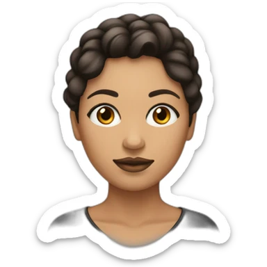 mujer de ojos marrones con pelo negro y piel clara sticker