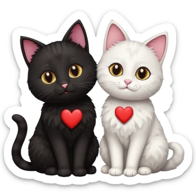 Black cat and white cat with hearts sticker