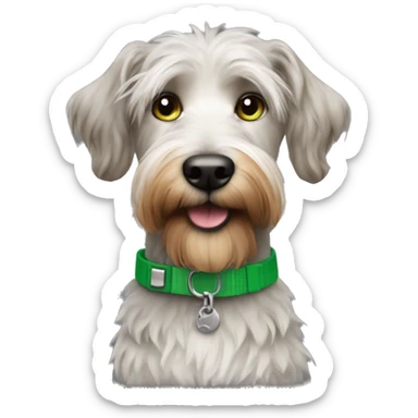 Wire haired dog with green collar  sticker