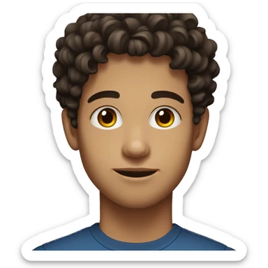 young man with dark brown curly hair, deep set eyes  sticker