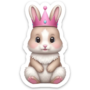 bunny with pink crown sticker