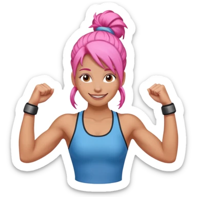 climber woman with pink bun hair sticker