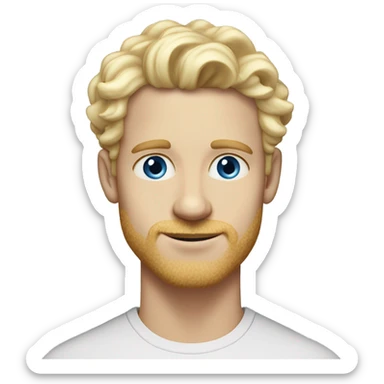 3/4 profile light curl blonde 30yo man blue eyed pale skin sticker