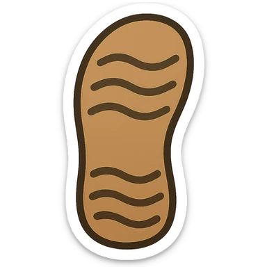 Create an emoji style sandal sole with minimal detail, matching the reference image, with a thicker outline. The style should reflect the look of apple style emojis with simple and clean design. sticker