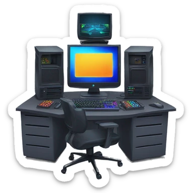 Gaming computer setup with RGB sticker