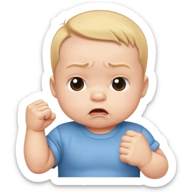 baby with a frowning face with the mouth closed with a fist sticker