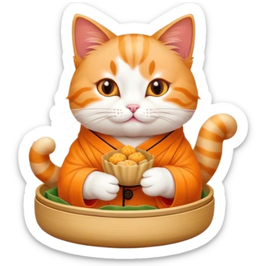 Cute cat eating dimsum  sticker