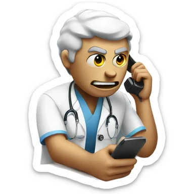 Angry hospital patient on the phone sticker