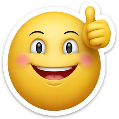 Can you generate a smiley emoji face with both thumbs up from both hands,  sticker