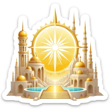 Epic divine sparkly glittery complex detailed gradients white golden bright light solarpunk sunny aesthetic-scenery sticker