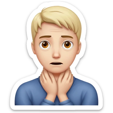 hands around neck crossed with a scared face  sticker