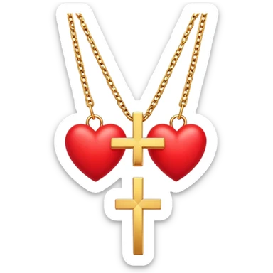 Two red  hearts connected by one simple gold cross  sticker