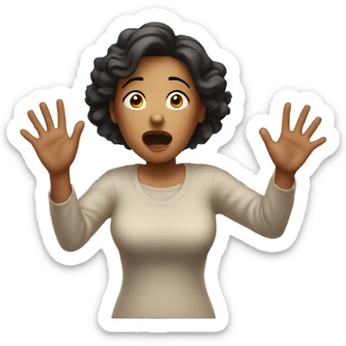 shocked woman hands up sticker