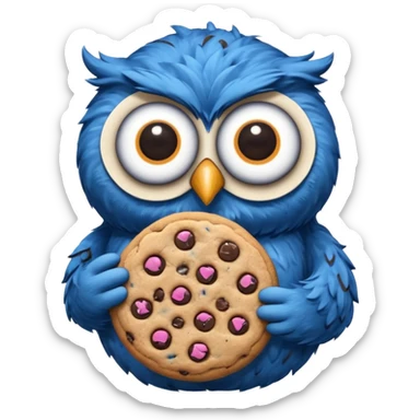 owl cookie monster sticker