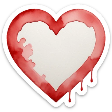 minimalist watercolor heart icon, monochromatic white washes, soft bleeding edges, on textured white paper, serene and emotional, perfect for app icon, transparent background, flat lay --style raw --stylize 150 sticker