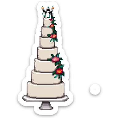 Whole wedding cake with multiple tiers and decorations sticker