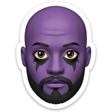 bald purple bearded man with black face tattoo sticker
