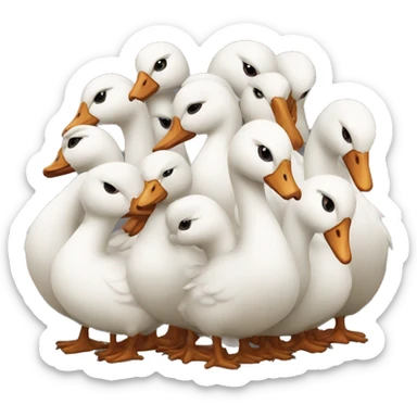 A pile of apologetic geese sticker