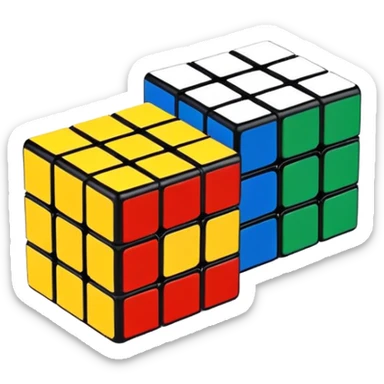 A 3x3 Rubik's Cube with classic colors: yellow, blue, red, green, orange, white, minimalist iOS emoji style sticker
