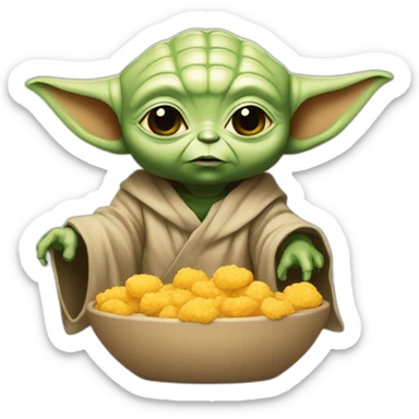 Bébé Yoda qui mange des nuggets sticker