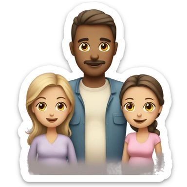 Pregnant Mum, dad, daughter   sticker